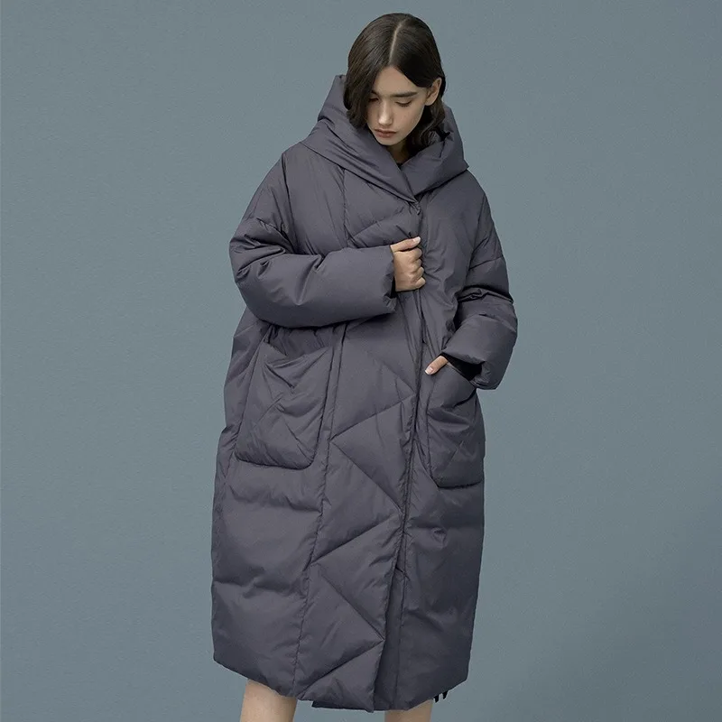 Women's Autumn/Winter Down Jacket White Duck Down Windproof Waterproof Large Thick Warm Simple Comfortable Loose Casual Skinny