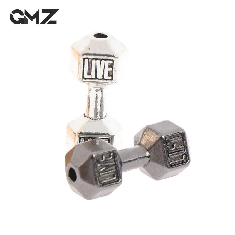 2Pcs Mini Dumbbells 1/12 Dollhouse Miniature Barbell Dumbbells Fitness Gym Model Toys Weights Lifting Equipment