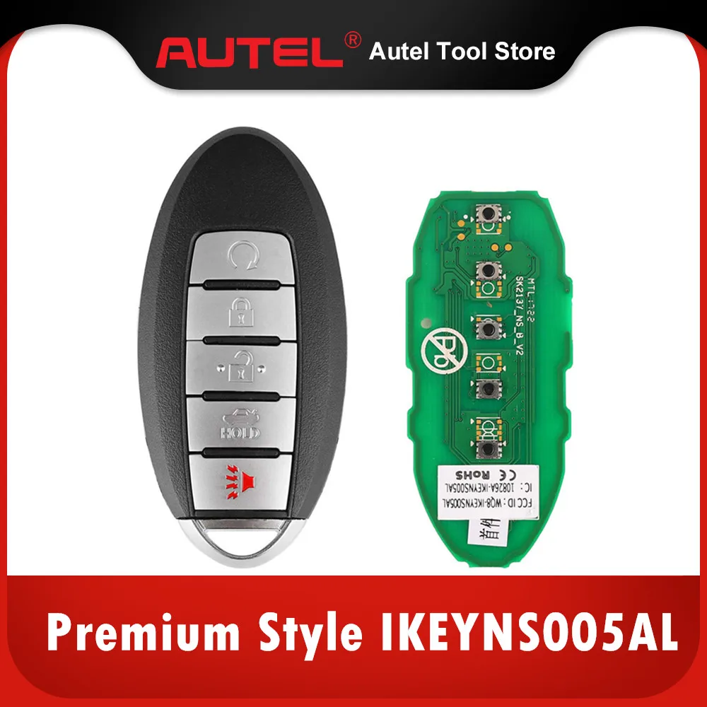 

AUTEL MAXIIM IKEY Premium Style IKEYNS005AL for Nissan 5 Buttons Universal Smart Key (Trunk/ Remote Start/ Panic)