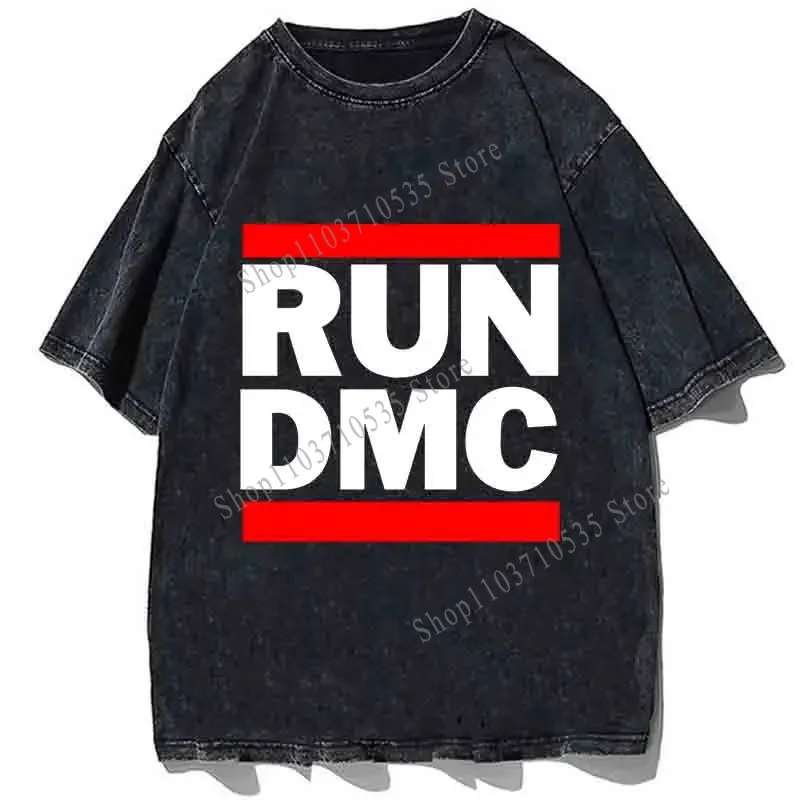 

Футболка с принтом Rock Band RUN DMC, винтажная хлопковая свободная футболка большого размера, мужская футболка с короткими рукавами в стиле Харадзюку, уличная одежда, футболки, топы