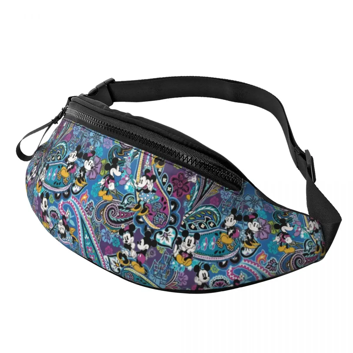 

Custom Mickey Mouse Paisley Fanny Bag Crossbody Waist Pack Women Men Travel Hiking Phone Money Pouch