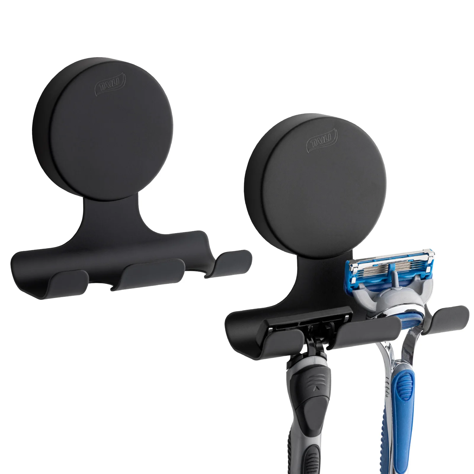 

TAILI 2 Pack Suction Cup Razor Holder, 304 Stainless Steel Bathroom Suction Hooks for Towel, Loofah, Bathrobe, Shaver Holder