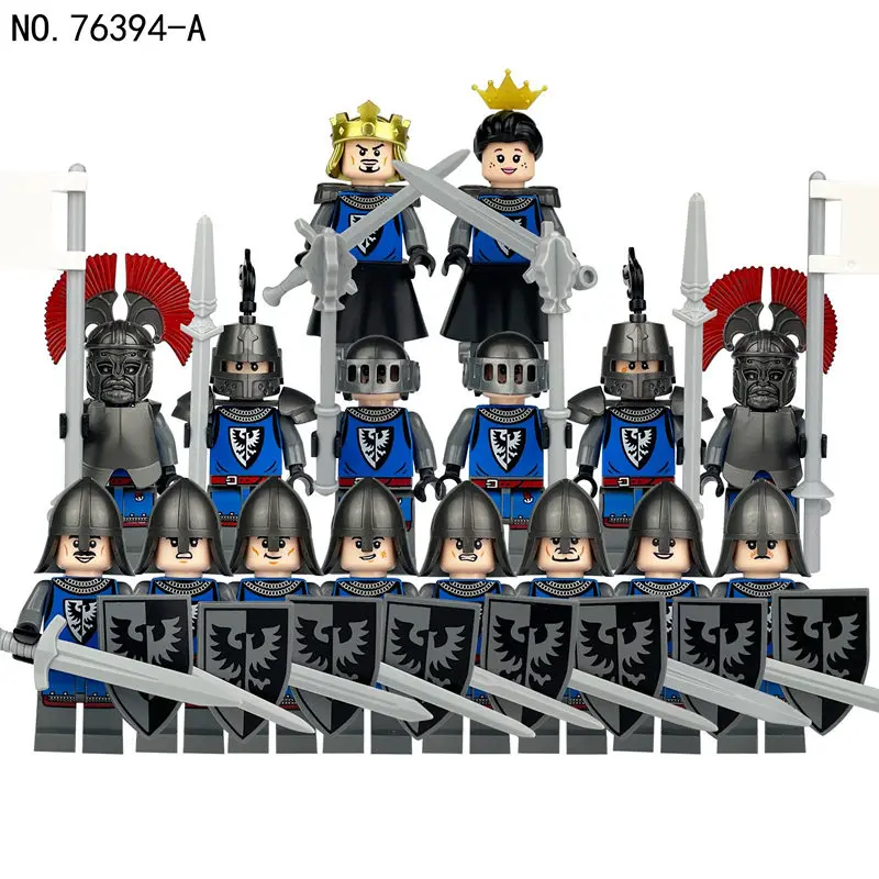 16 stks/set Middeleeuwse Warfare Romeinse Soldaat Bouwstenen Pop Koning en Koningin Accessoires Figuren Voor Kinderen Model Speelgoed 76394