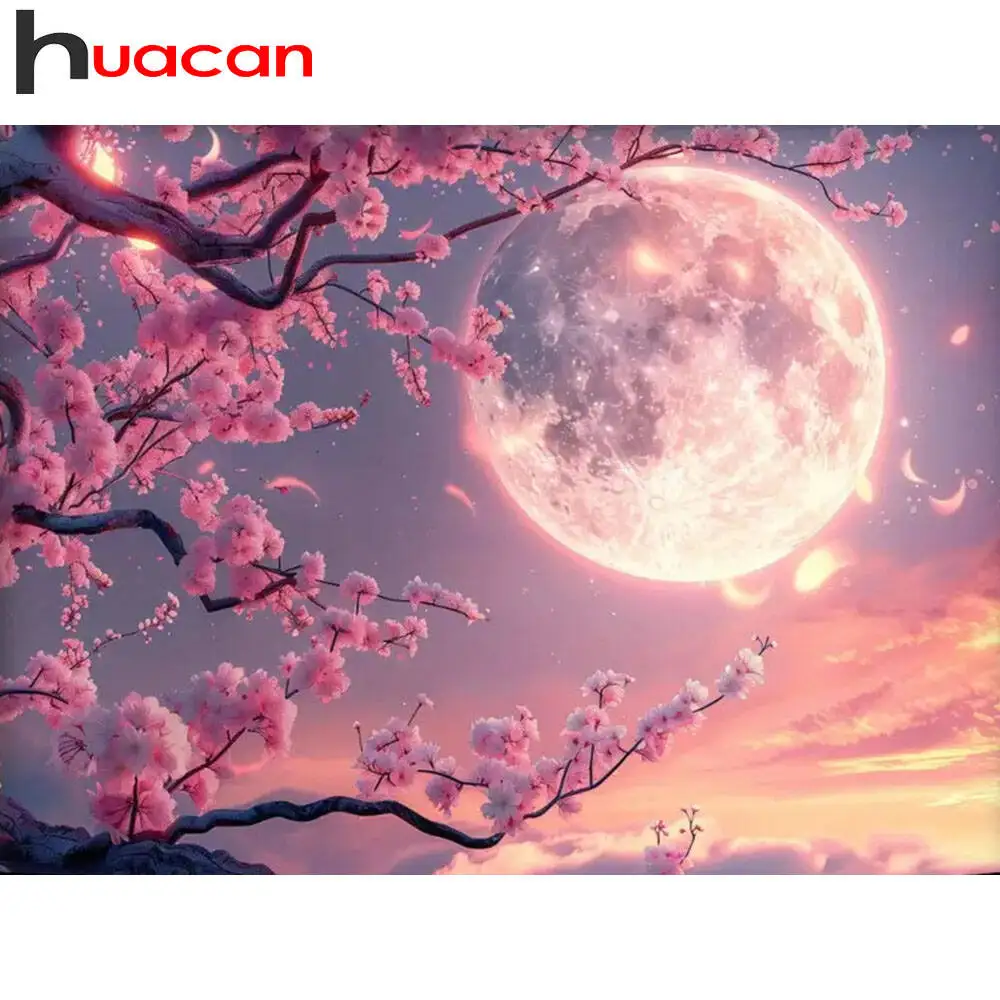 Huacan 5D-Diamantgemälde, Sternenhimmel, Diamant-Mosaik, Baumlandschaft, komplettes Kit, Bild von Strasssteinen