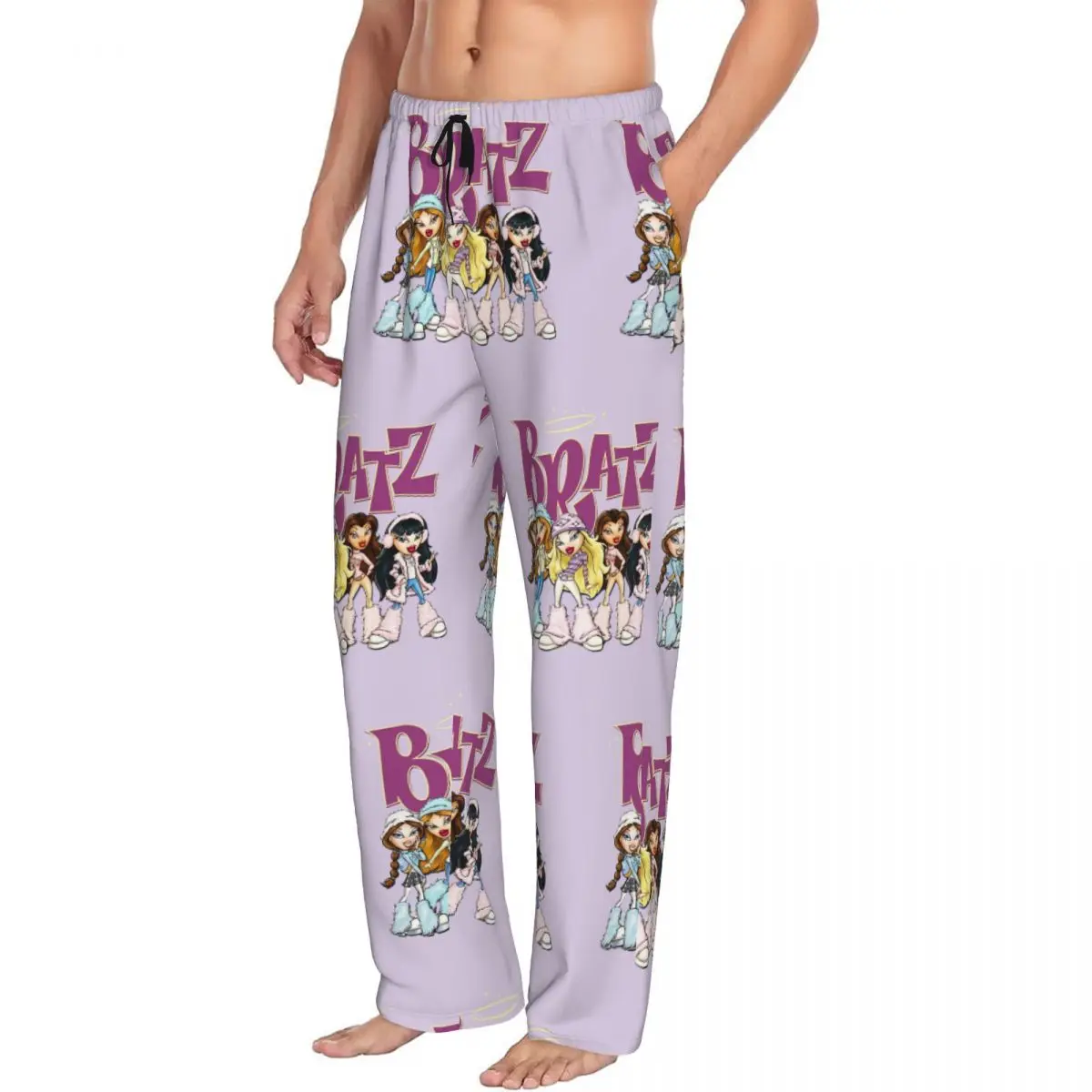 Custom Cartoon Sexy Bratz Rock Angelz Pajama Pants Men\'s Cartoon Manga Anime Sleepwear Lounge Sleep Bottoms Stretch with Pockets