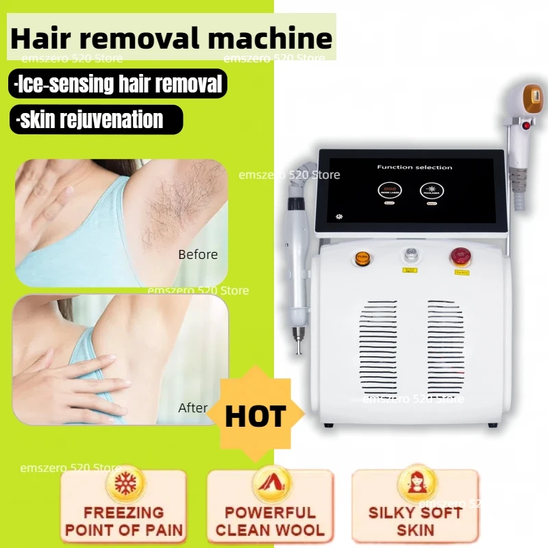 Portable 808nm 2-in-1 Picosecond Three Wavelength 3000W Diode Laser Freezing Point Painless Permanent Hair Removal Machine