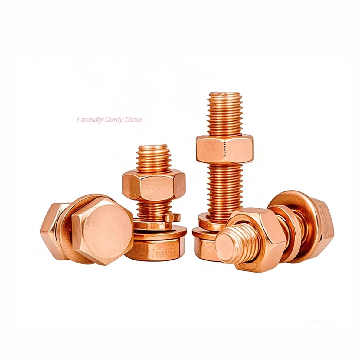 Red Copper Outer Hexagonal Screw Nut Flat Washer Set / Electrolytic Bolt M3M4M5M6M8M10M12