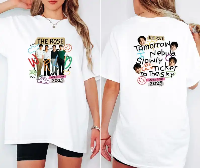 

Рубашка The Rose Once Upon AWRLD Tour Футболка The Rose WRLD Tracklist Kpop Футболка World Tour