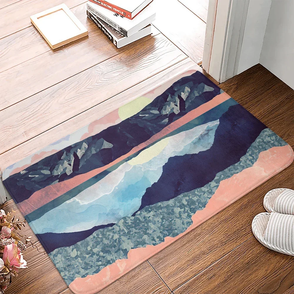 Blue lake watermark flower Doormat Kitchen carpet Entrance door mat bathroom mat Carpet in the bedroom Lounge Rug Home Decor