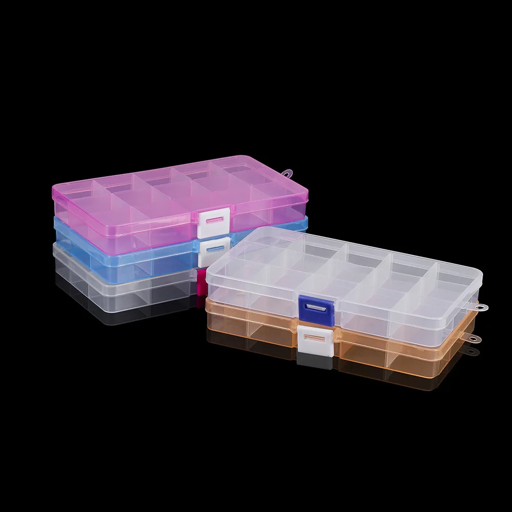 1 PCS Hot Selling 15 Grid Buckle Transparent Plastic box, Detachable Multi Grid Classification Jewelry Accessories Storage Box