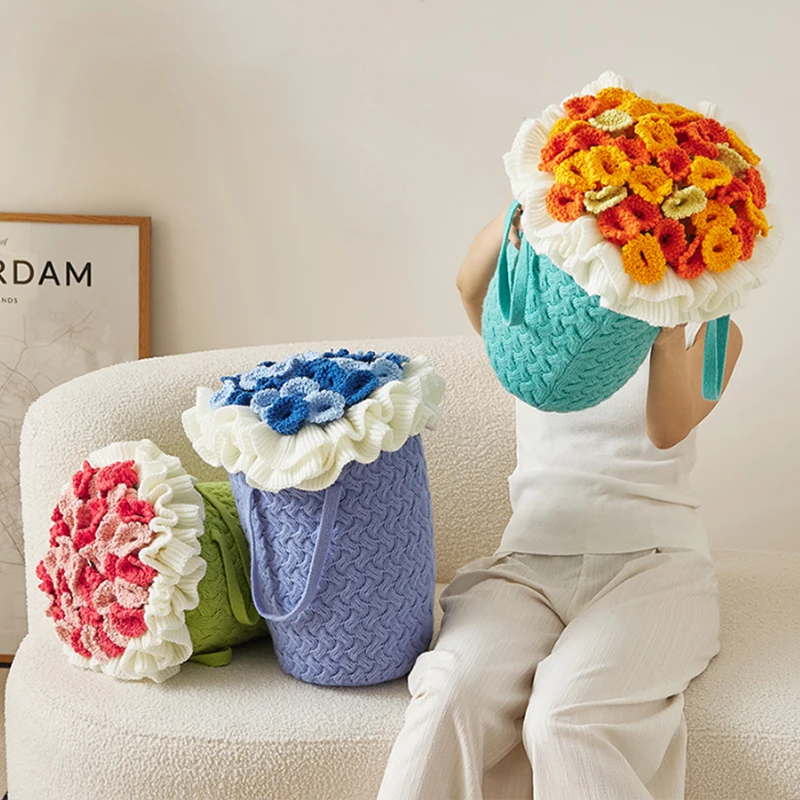 

Detachable Flower Bouquet Throw Pillow Back Cushion Handmade DIY Flower With Core Pillow Girl Home Bed Sofa Decoration Pad