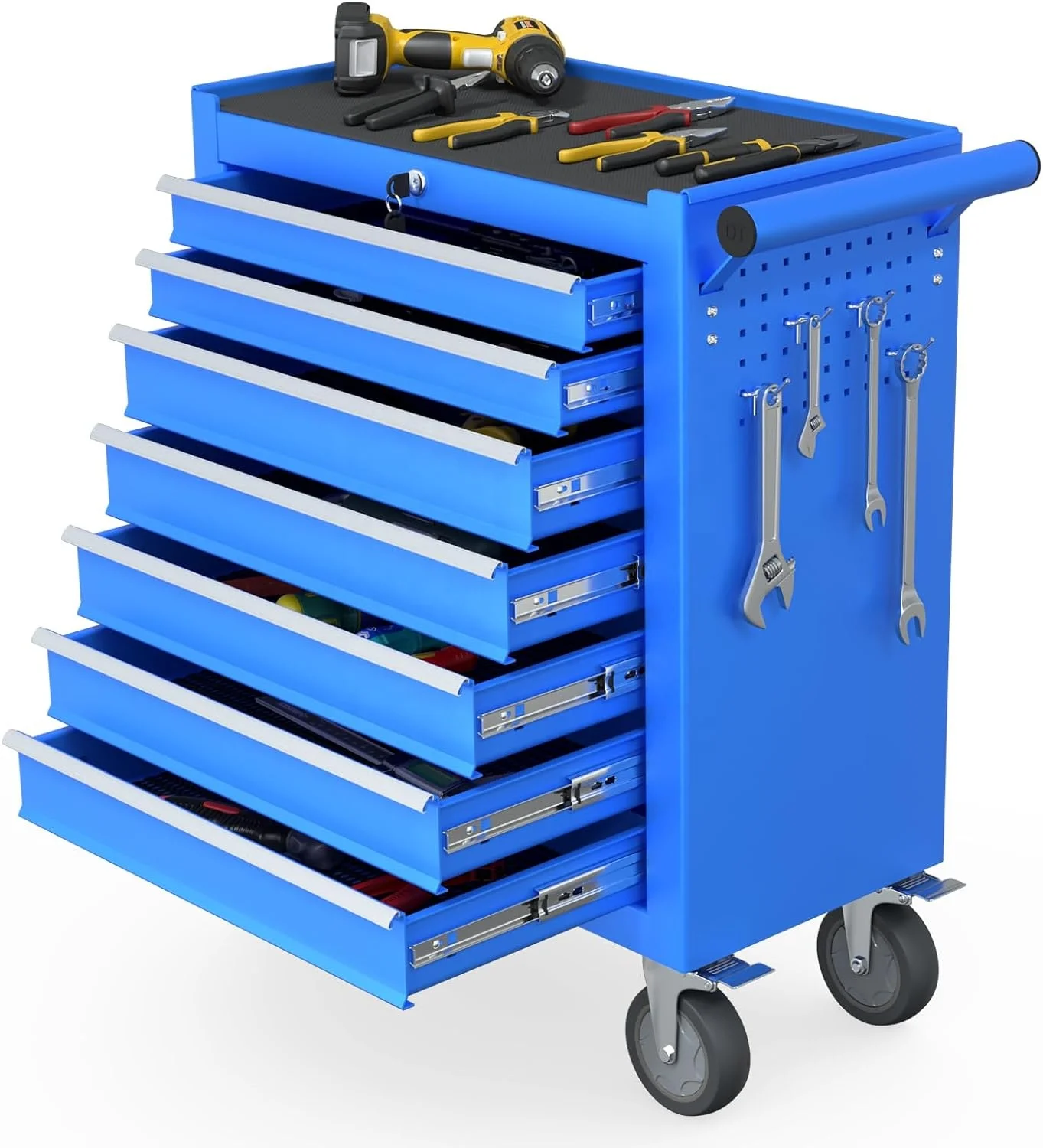 

PULAGE 7-Drawer Mobile Tool Chest Toolbox With Wheels, Portable Tool Storage Cabinet For Garage, Workshop Blue