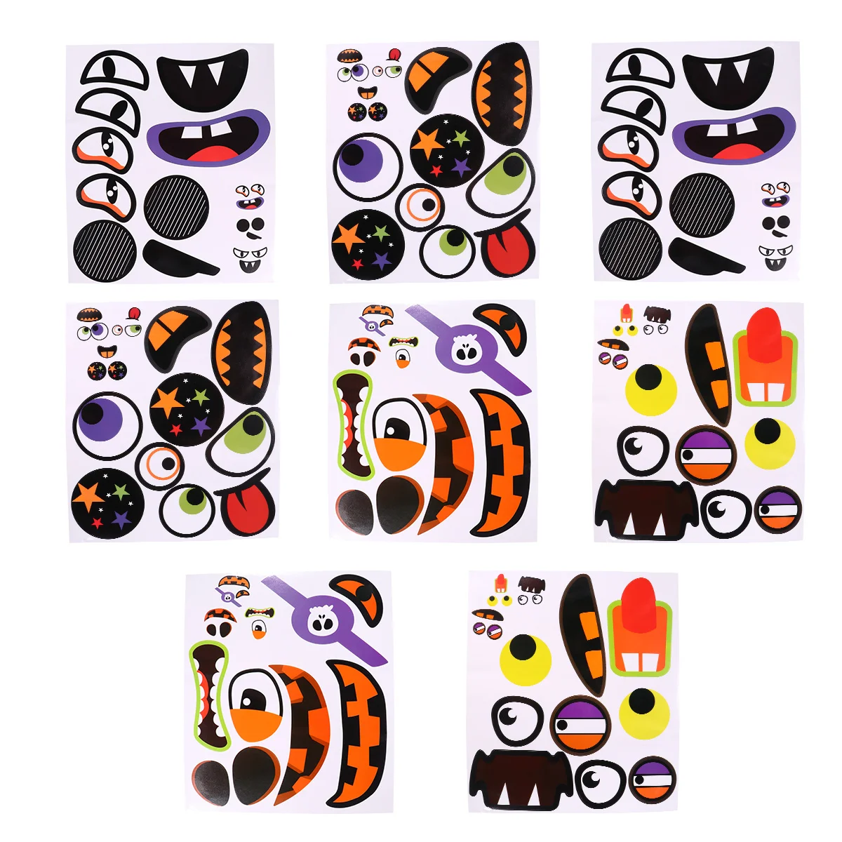 

8Pcs Pumpkin Sticker Decoration Set with Big Eyes and Nose Funny Halloween Expression Labels for Creative Gourd Crafting Fun