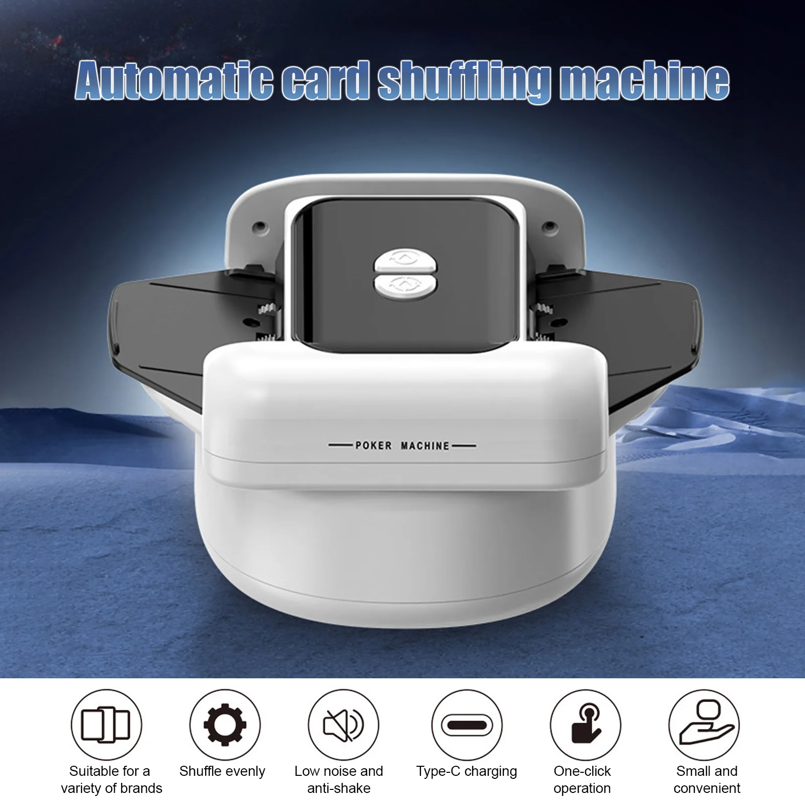 Automatic Card Shuffler 2 Deck Electric Casino Card Shuffler Rechargeable Cordless Poker Machine Card Dealer Machine Type-C Port