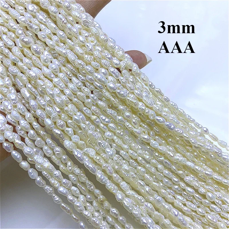 

3mm3A Natural Freshwater Irregular Rice Dazzling Pearl Velvety Glinting Bead Gift Jewelry Make DIY Necklace Bracelet Accessories