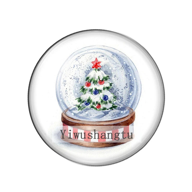 Moda presente de natal pingente de cristal 12mm/18mm/20mm/25mm redonda foto de vidro demonstração cabochão plana volta fazendo descobertas