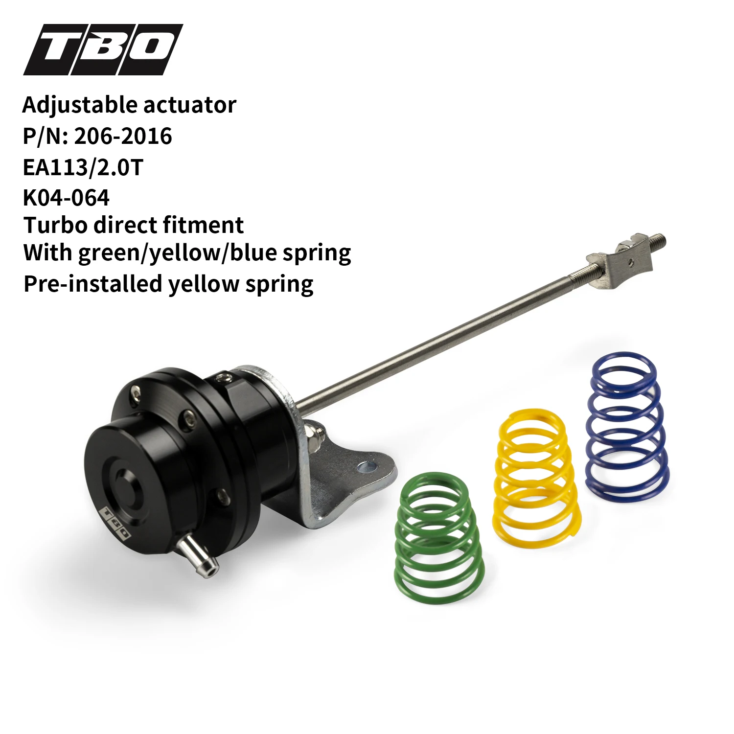 

Turbo Adjustable Actuator for EA113/2.0T K04-064Turbo direct fitment With Green/Yellow/Blue Spring