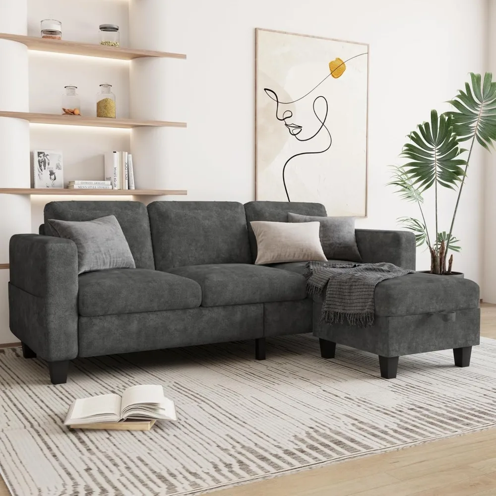 

Convertible Sectional Sofa L-Shaped Sofa 3 Seat Modern Couch with Storage Ottoman