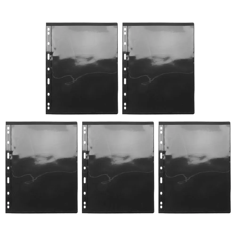 10pcs Album Pages Black 9-Hole Loose-Leaf Binder Sleeves For Stamp Sheet Collection Storage Double-Sided Stamp Book