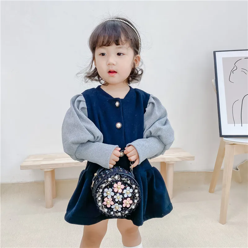 Bolso de princesa para niña pequeña, bandolera de hombro, bolso de flores, cartera de monedas para niño, 2024