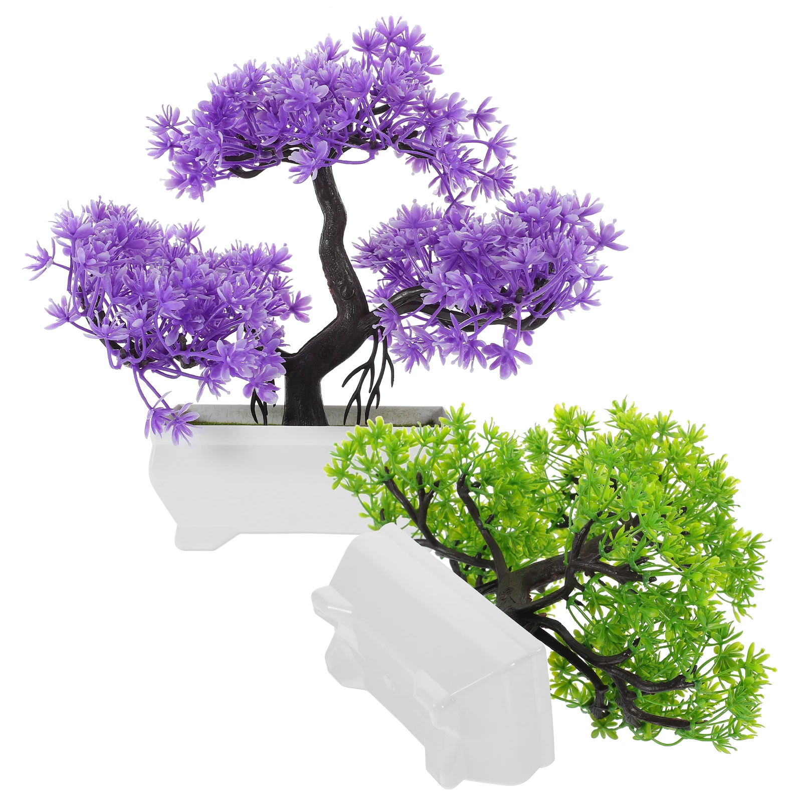 

2pcs Artificial Bonsai Tree Plastic Potted Pine Desktop Decor For Home Office Balcony Coffee Shop Fake Plants Simulation Tree