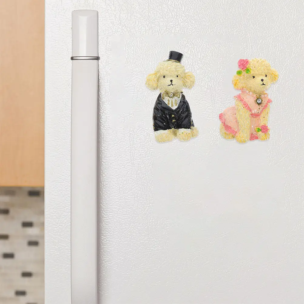 4Pcs Adorable Dog Shaped Refrigerator Magnets Resin Material Strong Hold Fridge Decor Kitchen Home Office Locker Multi-Function