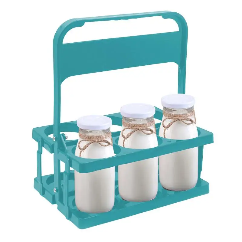 Drink Holder Carrier Drink Bottle Carrier Storage 6-Holes Reusable Milk Bottle Organizer Stand Folding Wine Bottle Holder With