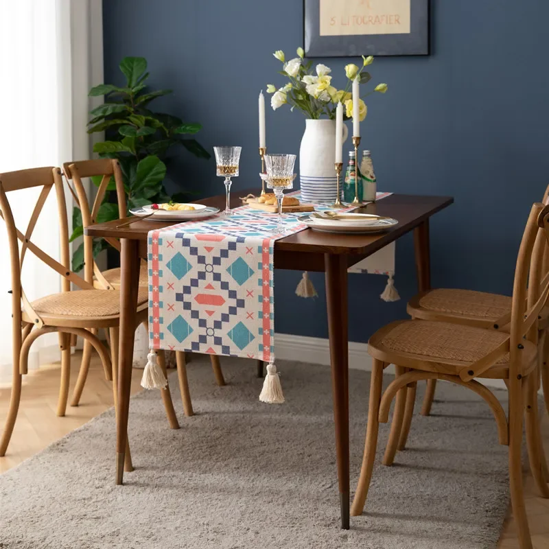 Table Runner Bed Tail Flag Bucket Cabinet Cover Towel TV Desktop Hotel Gatherings Tea Table Counter Cotton Thread Tablecloth