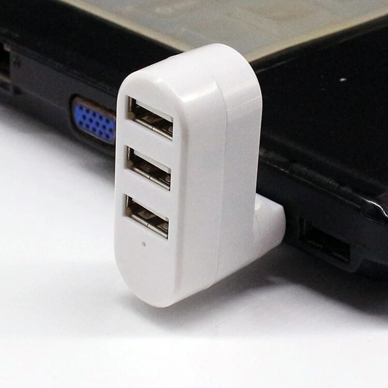 3 Port USB 2.0 Hub USB Port Splitter USB 2.0 Expander 90°-180° Degree Rotatable For PC Tablet Laptop Printer Camera