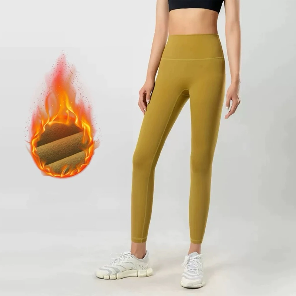 

High-waisted Butt-lifting Yoga Peach-butt Fitness Leggings Seamless Nude Feel Plus Velvet Thickened Belly-control Sports Tights