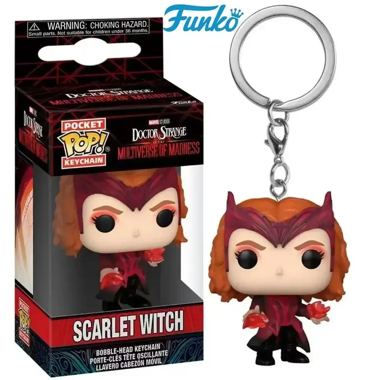 Funko Pop Marvel Scarlet Witch Doctor Strange Keychain Pendant Action Toy Figures Pocket Pop Keychain Collection Model Gift Toys