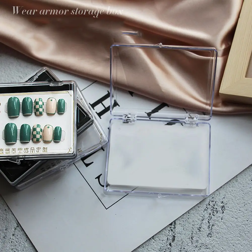 Sheet Storage Box Clamshell Transparent Square Flip Box False Nail Organizer Nail Storage Box Nail Tips Display Container