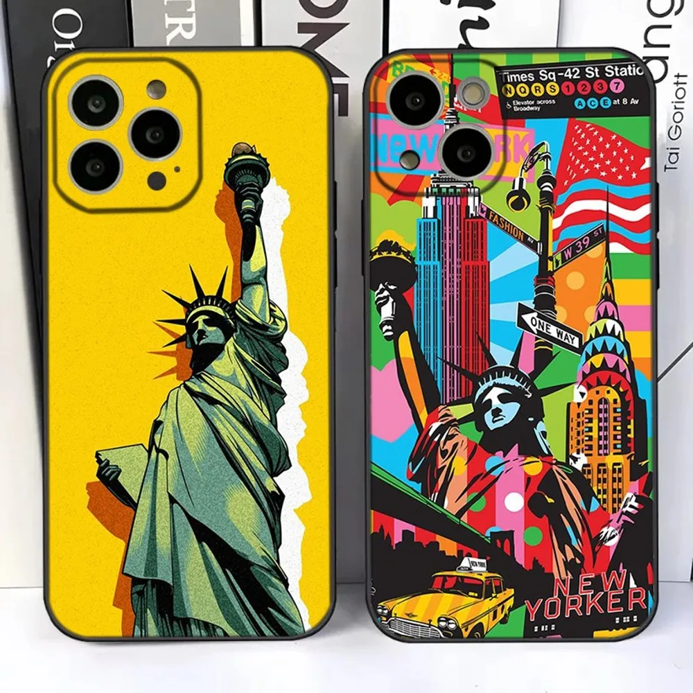 Statue of Liberty Phone Case For iPhone 15,14,13,12,11 Plus,Pro,Max,XR,XS,X,7,8 Plus,SE,Mini Silicone Soft