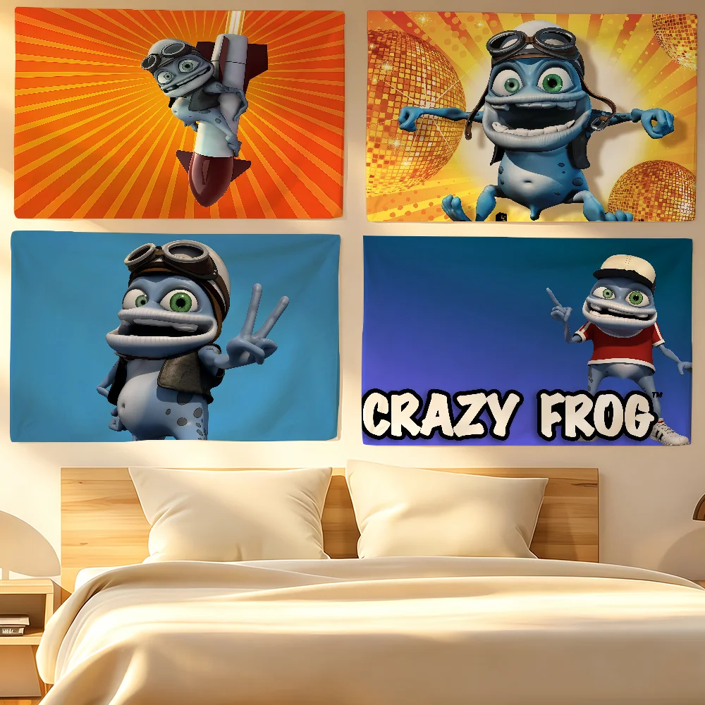 Crazy Frog Dj Ding Ding Flag Tapestries For Classroom Dormitory Camping Picnic Party Cheering Home Indoor Outdoor Decor