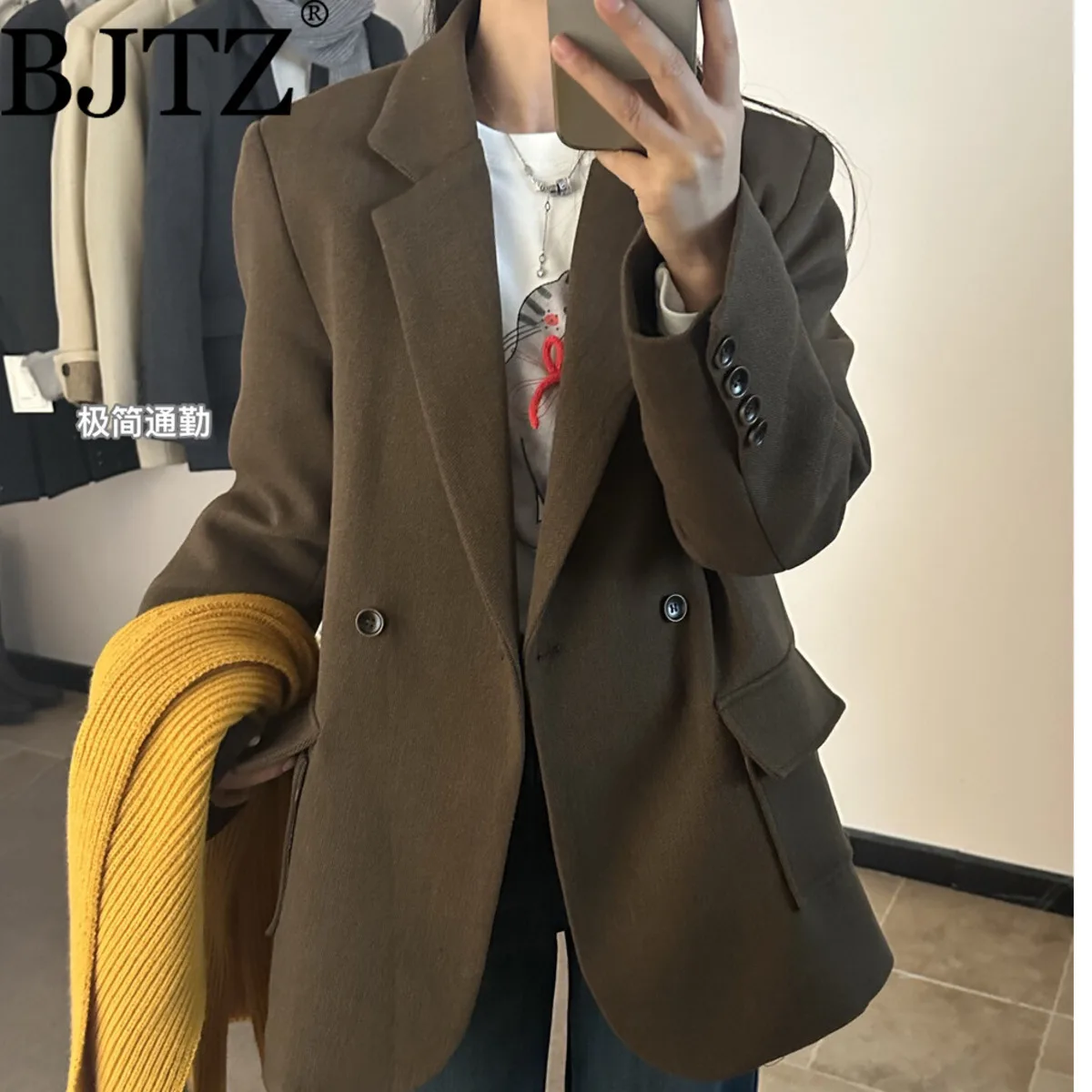 

BJTZ Women’s Thickened Casual Blazer Jacket Premium Elegant Simple High Quality Comfortable Warm Outerwear Autumn Winter 2025