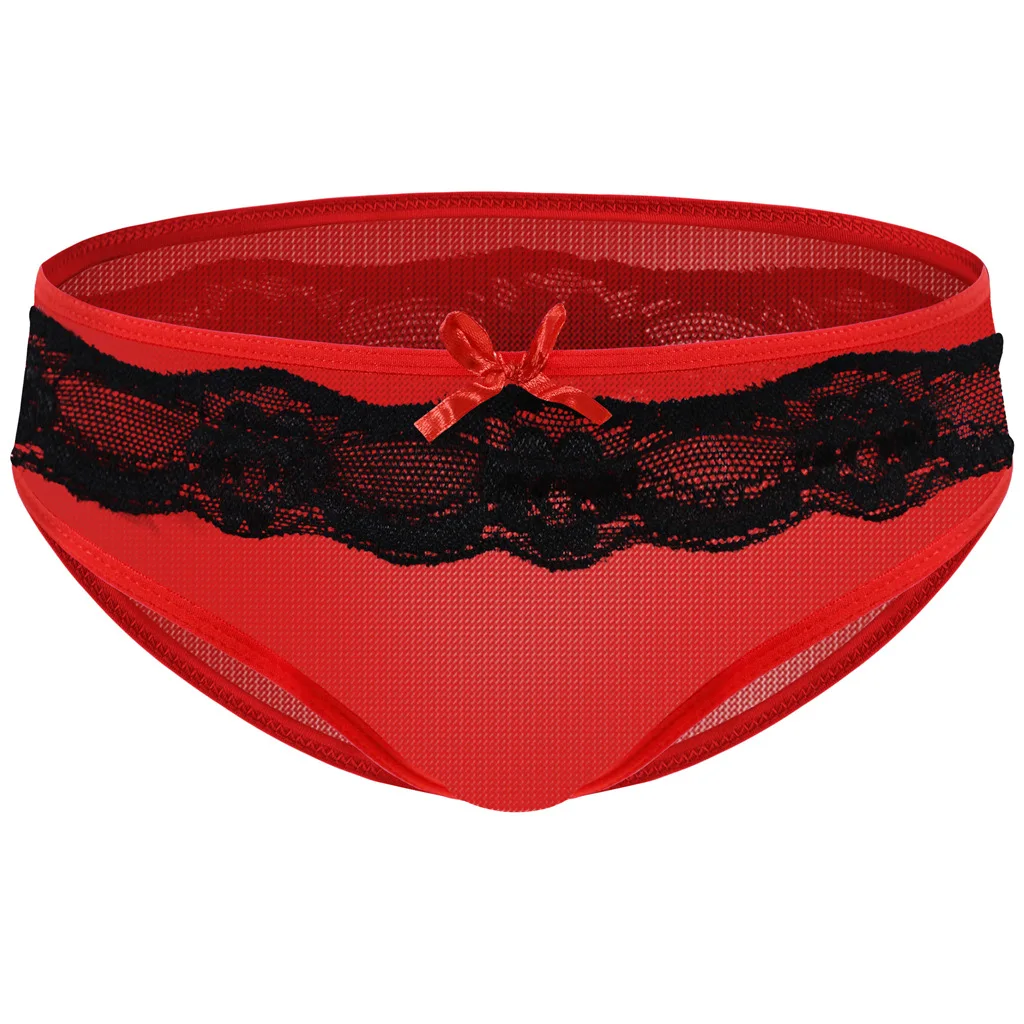 Briefs for Men Low Waist U-Pouch Sexy Panties Super Soft Fine Mesh Lace Men's Underwear Comfortable Breathable Underpants
