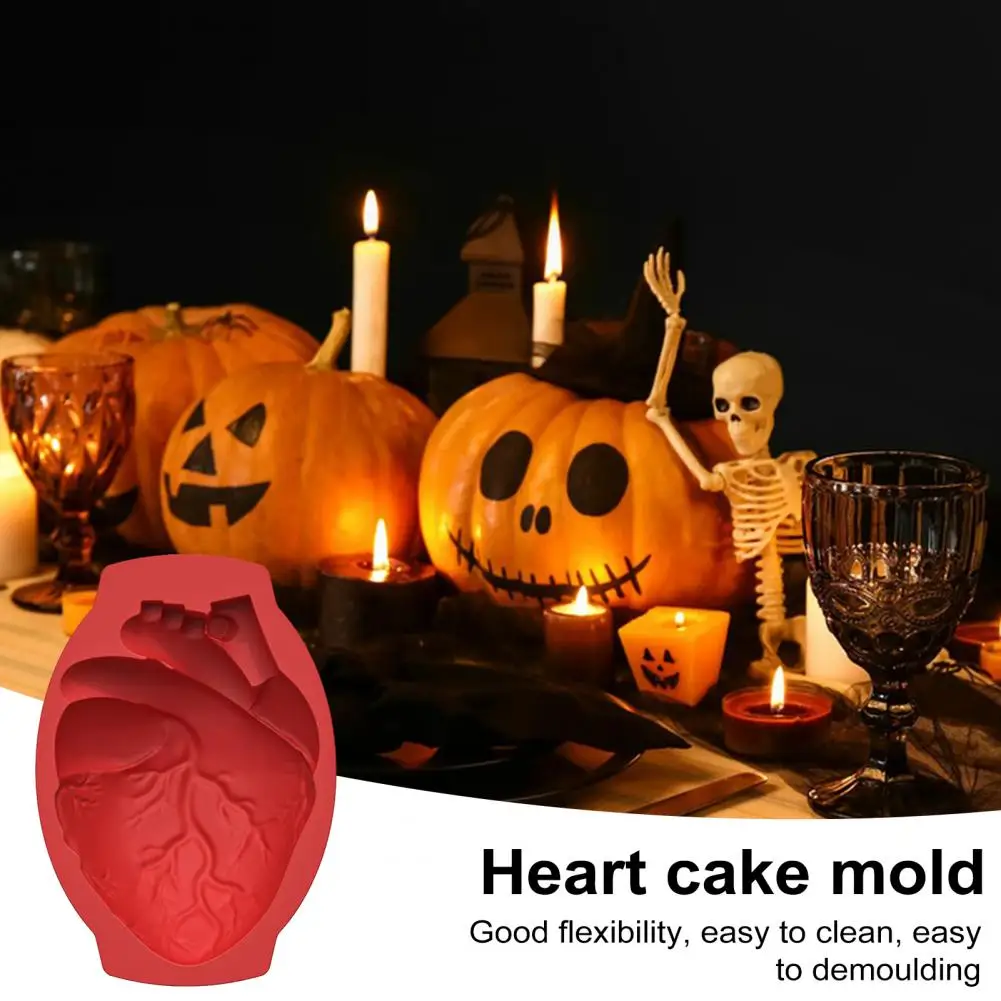 Realistic Heart Cake Mold Realistic Heart Silicone Cake Mold for Halloween Baking Diy Chocolate Candy Tools Easy to Clean