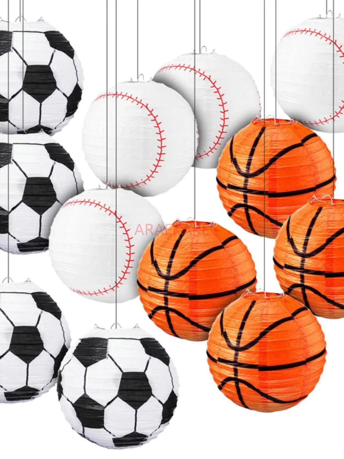 6PCS Football Paper Lantern Ceiling Football Party Lantern Sport Paper Hanging