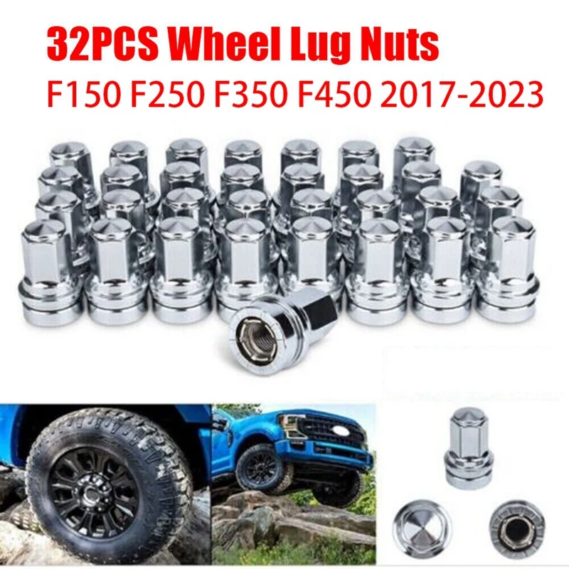 1 Set 32 Pcs Car Lug Nuts M14X1.5 HCPZ-1012-A HCPZ-1012-B For Ford Raptor F150 F250 F350 F450 2017-2023 Auto Parts