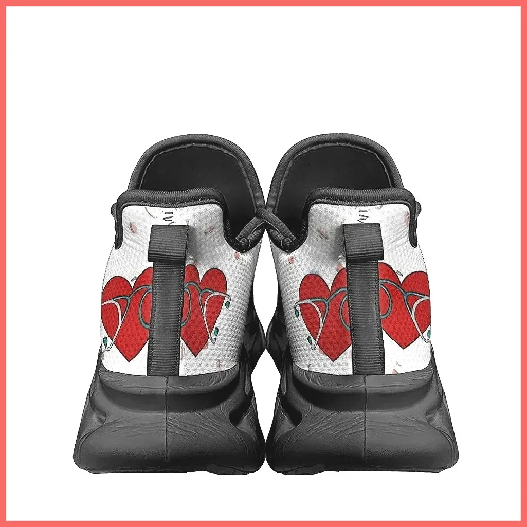 ** Cute Cartoon Print Women's Nursing Sneakers - White Medical Doctor Shoes Lightweight Lace-up Flats ** (72 characters) view 3