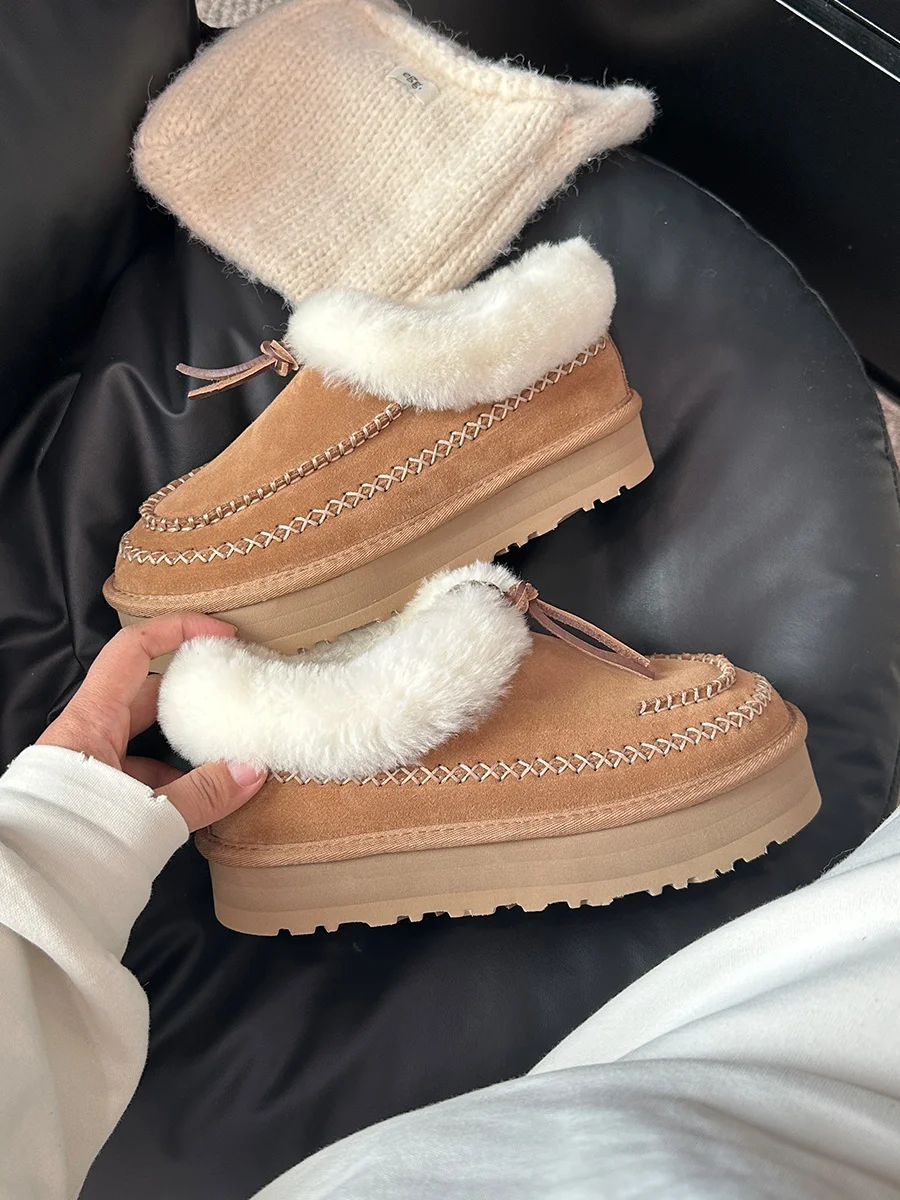 Botas de nieve Alpine Thi Bot, botines ortopé para mujer, piel sin cordones, borlas intercidas, Lazy oe, botas de invierno Faion