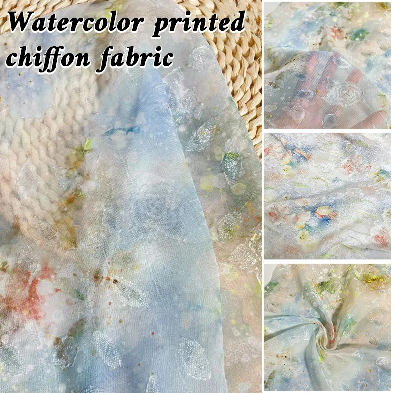 High Quality Chinese Style Erleichterung Jacquard Chiffon Tulpe Gewebe Vintage Kleid Flower Gemalde Gewebe Designer Cloth New