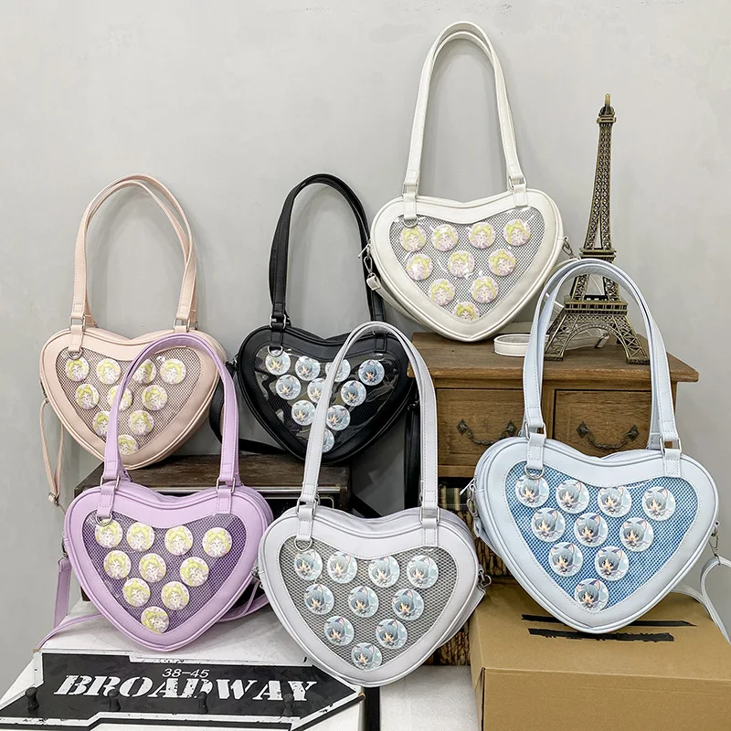 

New Japanese JK Uniform Bag Lolita Heart Pain Bag Bar Bag Girl Cute Crossbody Bag Small Food Capacity Pain Bag IB135