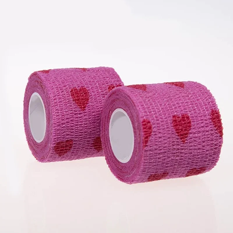 1 Pcs  Red love heart  Printed Medical Self Adhesive Elastic Bandage 4.5m Sports Wrap Tape for Finger Joint Knee