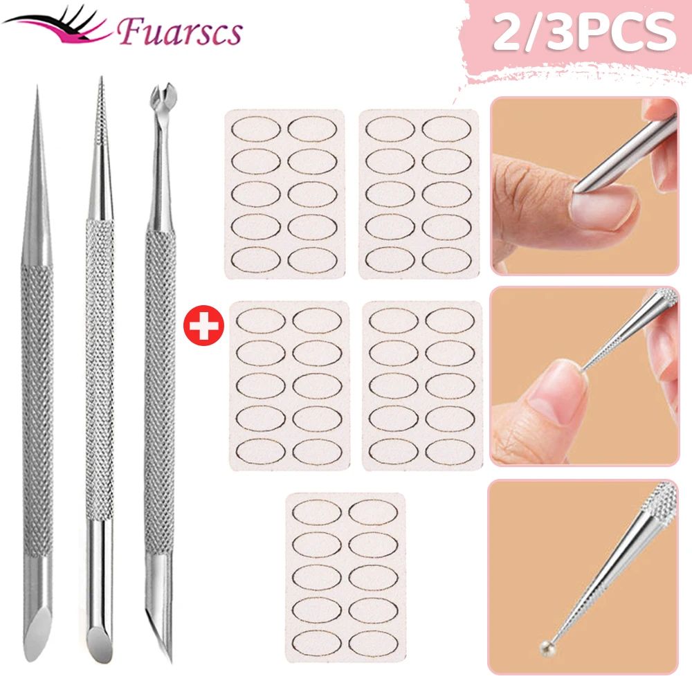 2/3PCS Double-ended Stainless Steel Cuticle Pusher Nail Manicures Remover Manicure Sticks Nail Art Tools Nail Cuticle Pusher