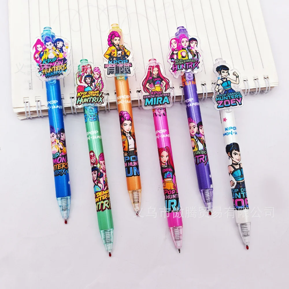 

K-pop Demon Hunter Girl Group black gel pen, cartoon creative acrylic sticker, student stationery supplies