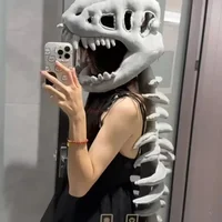 New Dinosaur hat Celebrity-Style Plush Cartoon Skeleton Headgear Halloween Costume Plush Toy Funny Doll Soft Surprise Gift 3