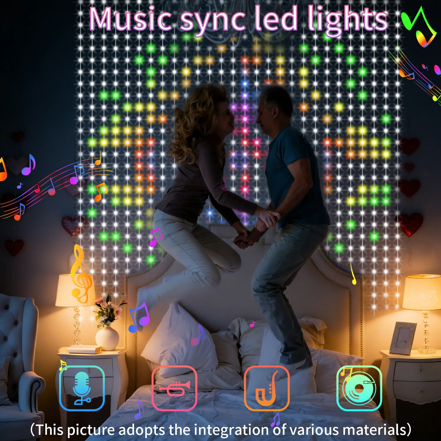 

Светодиодная гирлянда-штора, 400 светодиодов, управление через приложение, настраиваемые цветные текстовые узоры, теплый подарок, декор для свадьбы, вечеринки, дома.