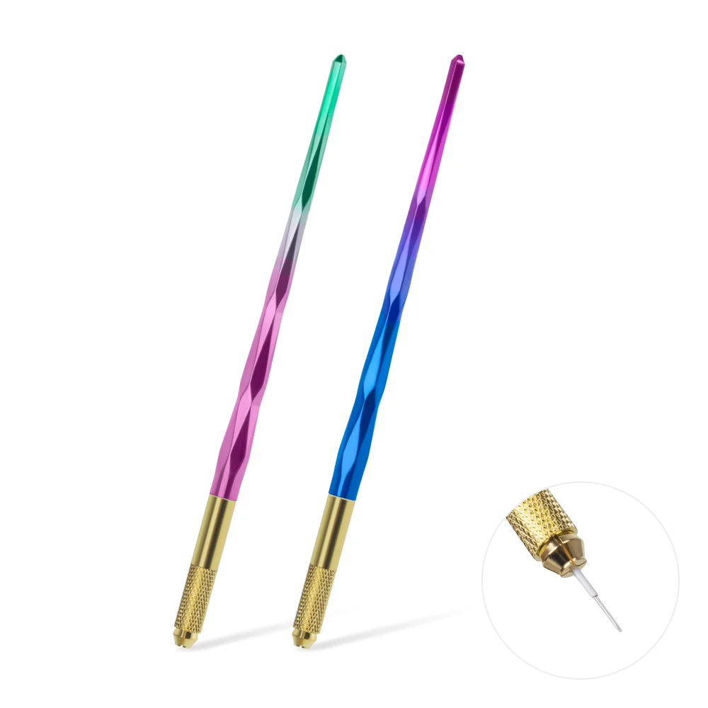 

Iridescent Slim Waist Tattoo Embroidery Manual Pen Semi-Permanent Fogging Pen Cross Round Mouth Magic Needle Micorblade Eyebrow