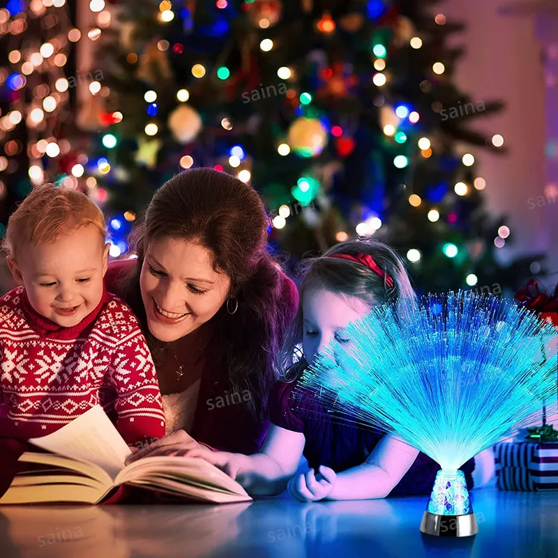 Led colorido luz de fibra óptica usb recarregável céu estrelado noite lâmpada fonte luz decoração mesa luz para festa casamento quarto